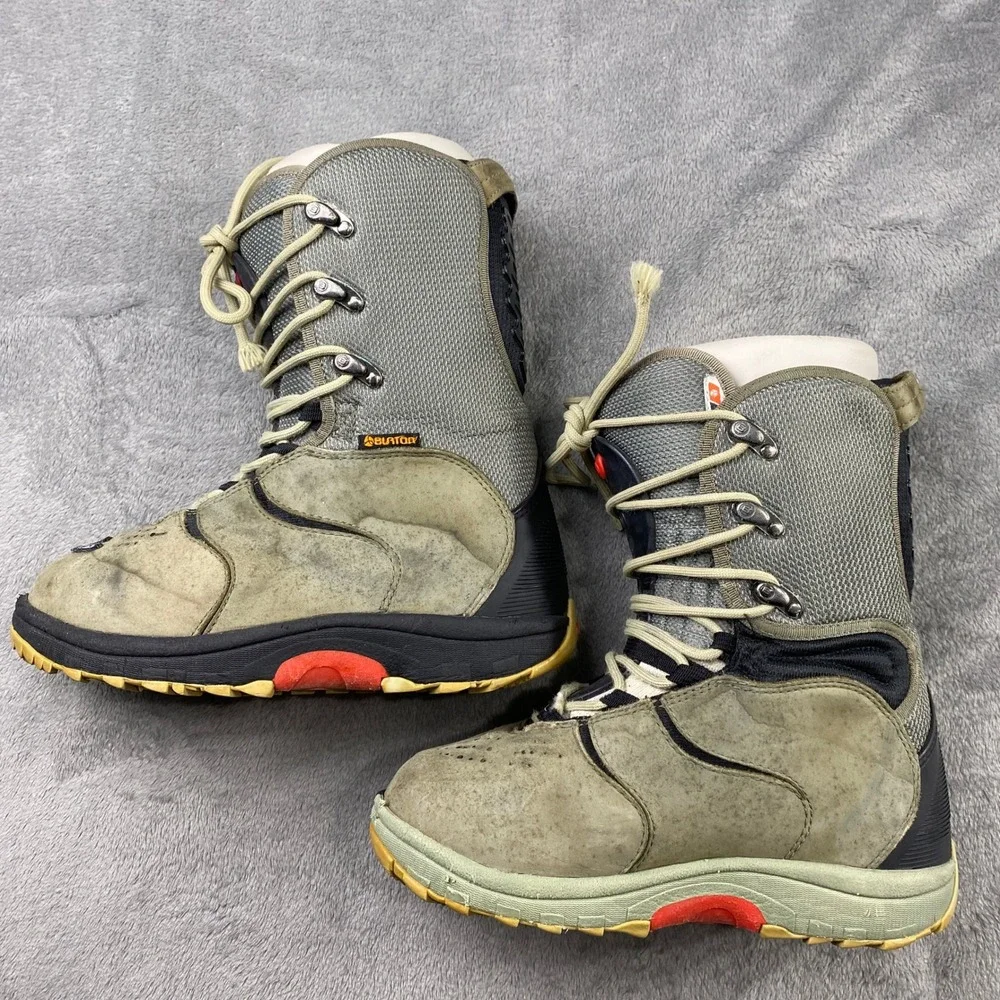 Burton Snowboard Boots Mens‎ 7 Zone Olive Green Tan Black Lace Up Vintage